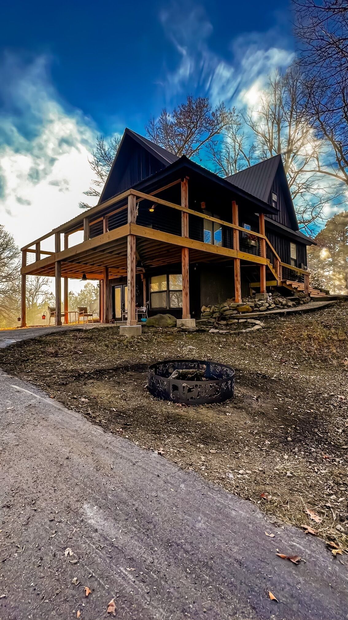Pet friendly, large family A frame lodge on 3 secluded acres minutes to I430 