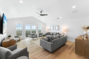 TV - Moonstone: Stunning  9BR Home- Beachfront, Priv. Pool, Pet Friendly, Sleeps 26! (Mexico Beach)