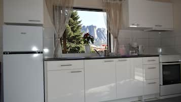 Fridge, oven, stovetop, coffee/tea maker