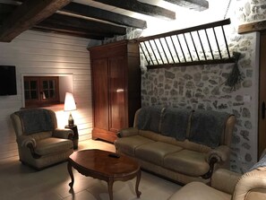 Televisión, chimenea y reproductor de DVD 