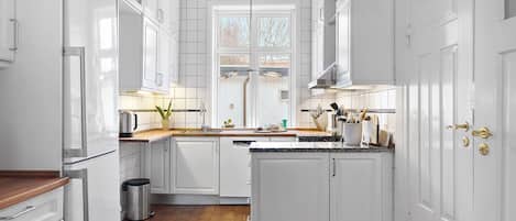 Frigorífico, placa de cocina, lavavajillas y cafetera o tetera