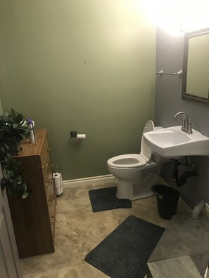 Shower, towels, soap, shampoo