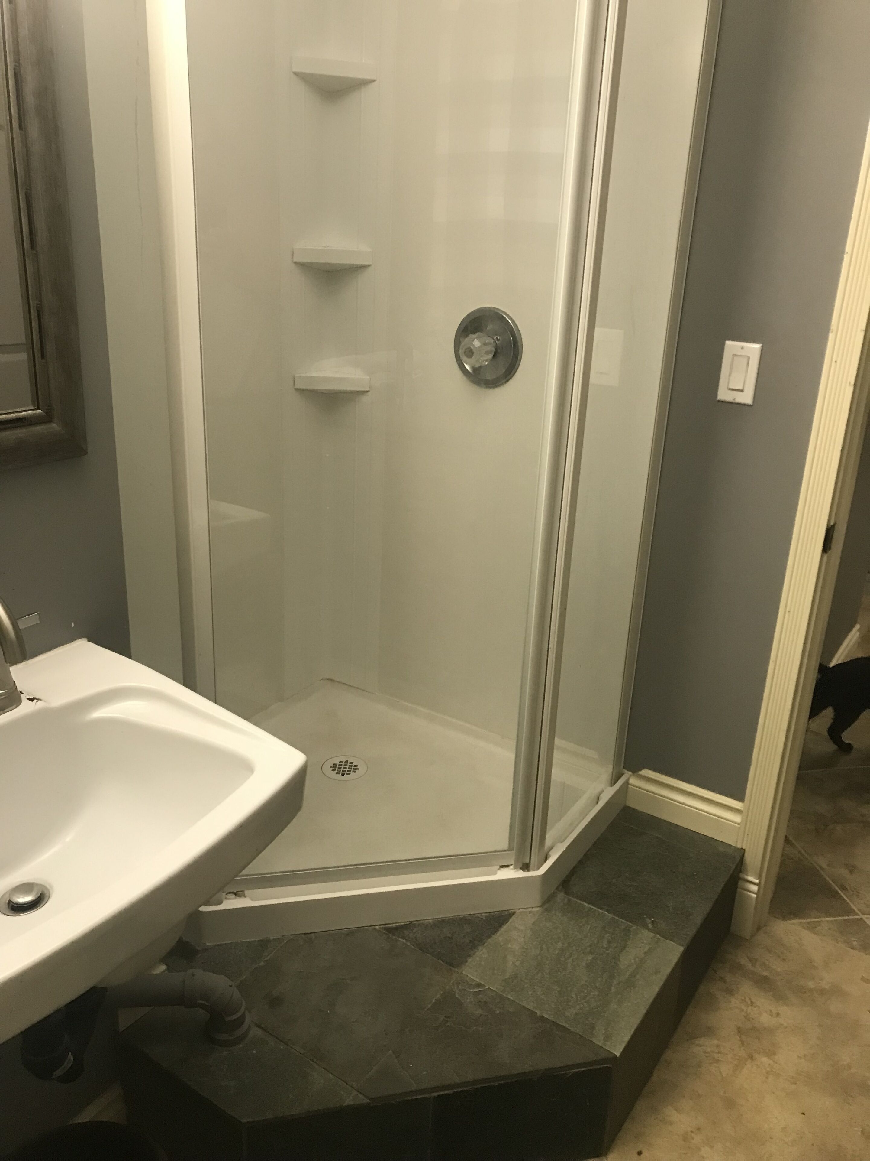 Shower, towels, soap, shampoo