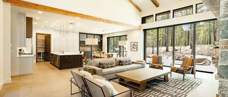 Smart TV, fireplace, table tennis, music library