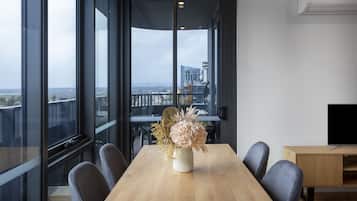 65-inch flat-screen TV with digital channels, Netflix, Hulu