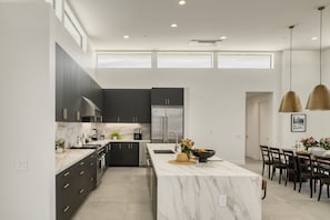 Fridge, microwave, oven, stovetop - Sleeps 18 • Glam La Quinta Villa • Pool + Spa | The Reserve at Polo Villas #17 (La Quinta)