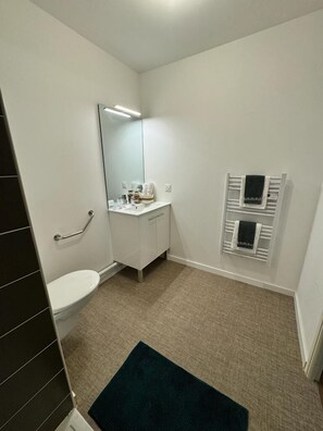 Studio | Kylpyhuone | Suihku, ilmaiset hygieniatuotteet, hiustenkuivaaja, pyyhkeet