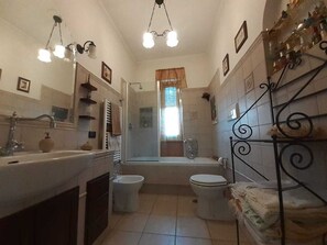 Dusche, Haartrockner, Bidet, Handtücher