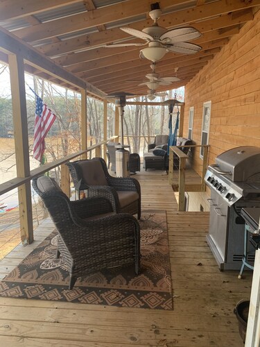 Waterfront Lake Gaston Retreat with beautiful views, Gameroom and covered deck.