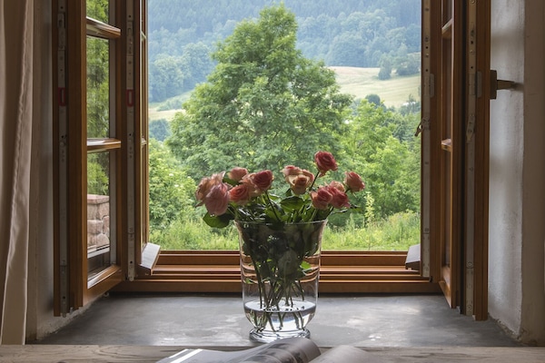 Individually decorated, individually furnished, desk, laptop workspace