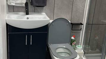 Secador de pelo, toallas y papel higiénico