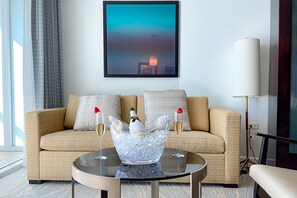Junior Studio | Living area | 32-inch Smart TV with cable channels - FontaineBleau with Ocean plus Bay and City View (Miami Beach)