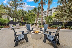 Terrace/patio - Just Renovated BeachHouse • 60 StepstoBeach • Pool • FirePit * Walk to Coligny • Sleeps 18 (Hilton Head Island)