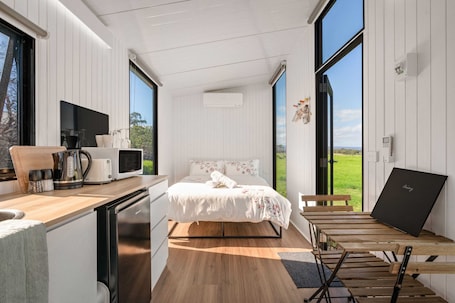 1 bedroom, bed sheets. Bush Retreat 2 by Tiny Away