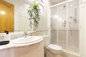 Dusche, Haartrockner, Bidet, Handtücher
