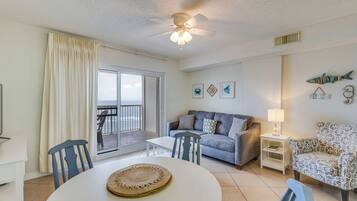 Signature Condo, 1 Bedroom, Non Smoking, Beach View | Living room | 55-inch Smart TV with cable channels