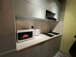 Apartment | Eigene Küche | Kühlschrank, Mikrowelle, Ofen, Wasserkocher