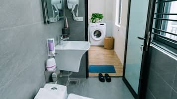 Comfort Double Room | Bathroom | Rainfall showerhead, designer toiletries, hair dryer, bathrobes