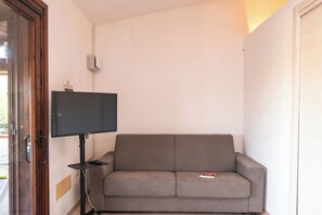 21-inch flat-screen TV with cable channels