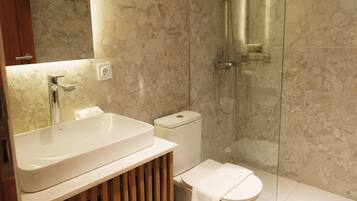 Exclusive Villa, 2 Bedrooms, Private Pool | Bathroom | Shower, hair dryer, bathrobes, slippers
