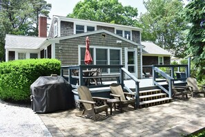 Outdoor dining - Three bedroom home with direct access to Kelley's Pond! (West Dennis)