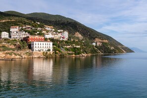 On the beach, white sand