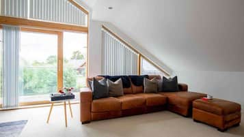 Tv, böcker och kontor