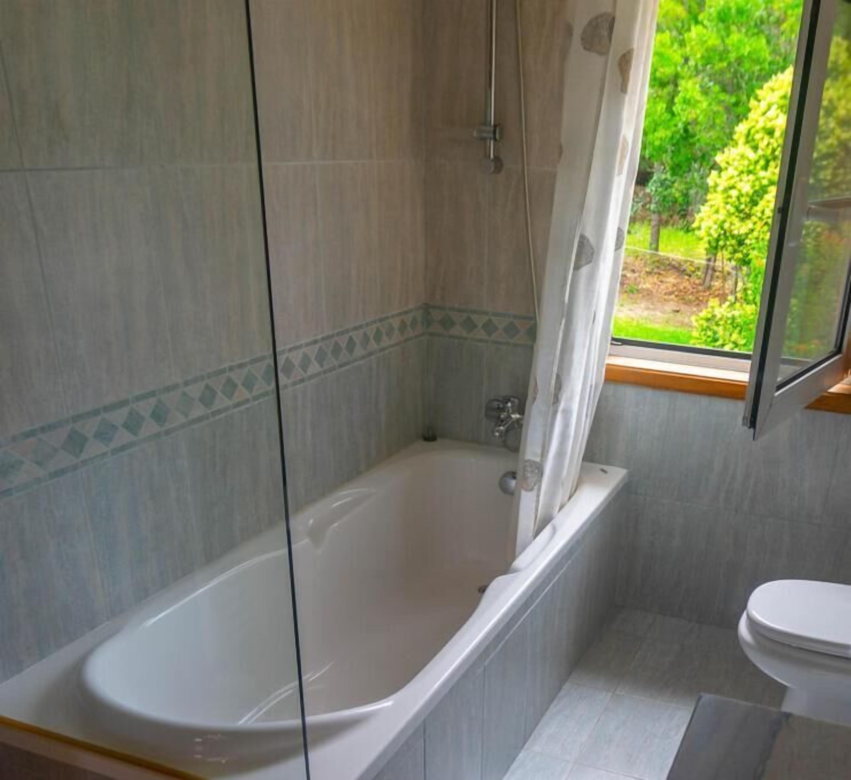 A bathroom with a bathtub, a shower, and a toilet.