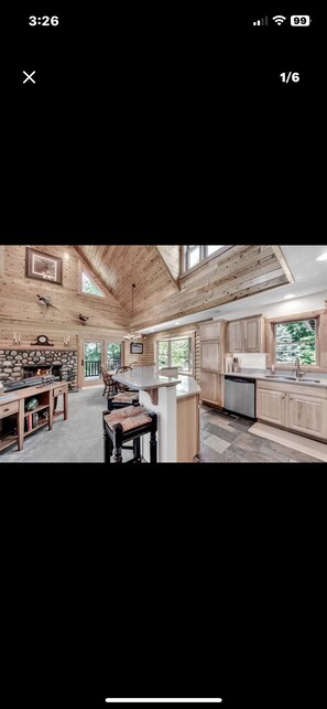 Interior - Unique log cedar family vacation home with 185 feet of secluded lake frontage (Hale)