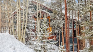 A cabin surrounded by snow-covered trees. - Frisco Ski Home, New Hot Tub, Fireplace, Near 3 Resorts, Sleeps 10 (Frisco)