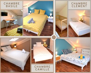 3 bedrooms, desk, iron/ironing board, free WiFi