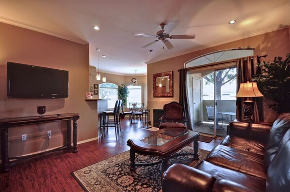TV, fireplace, DVD player