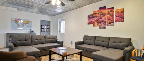 Smart TV, fireplace, video games