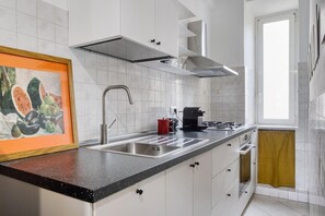 Oven, stovetop, dishwasher, coffee/tea maker