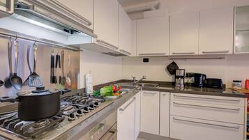 Family Apartment, 1 Bedroom (Lenni Apart. Swimming Pool and lake) | Private kitchen | Fridge, oven, stovetop, dishwasher