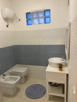 Dusche, Haartrockner, Bidet, Handtücher