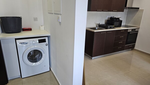 Fridge, microwave, oven, electric kettle