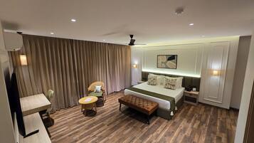 Luxury Room | Premium bedding, memory-foam beds, desk, laptop workspace
