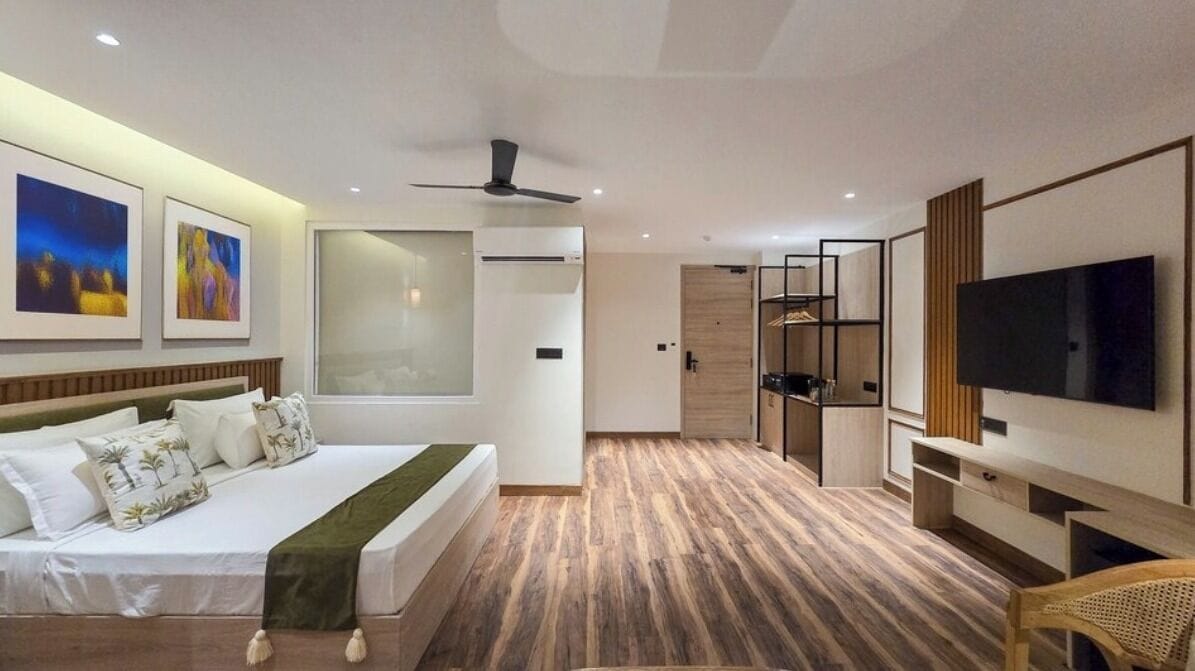 Habitación exclusiva | Ropa de cama de alta calidad, colchones viscoelásticos, escritorio