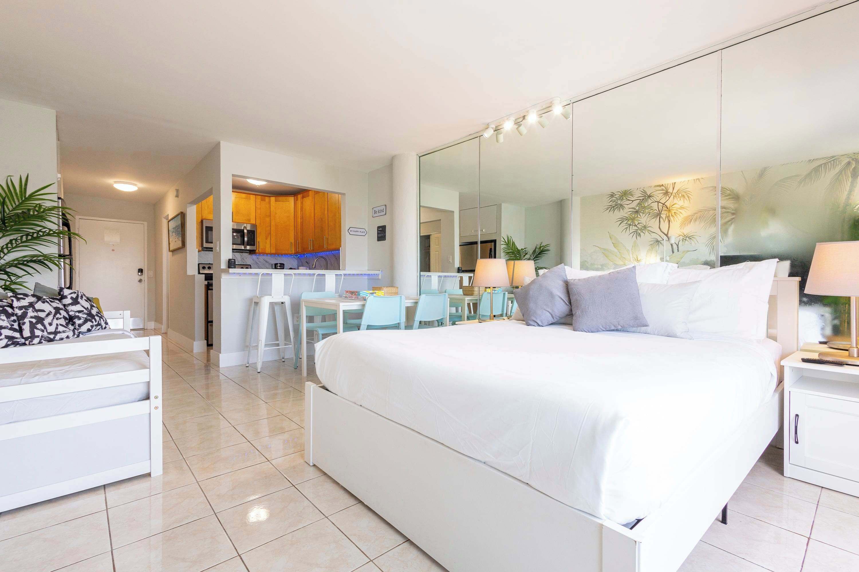Iron/ironing board, travel crib, WiFi, bed sheets