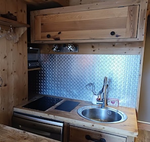 Réfrigérateur, micro-ondes, plaque de cuisson, lave-vaisselle
