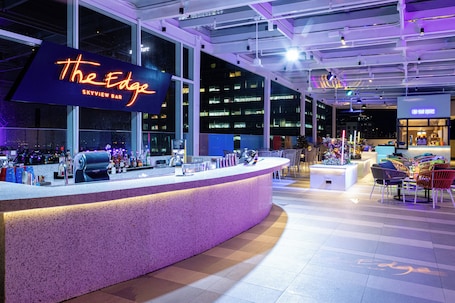 Rooftop bar, pool views, open daily