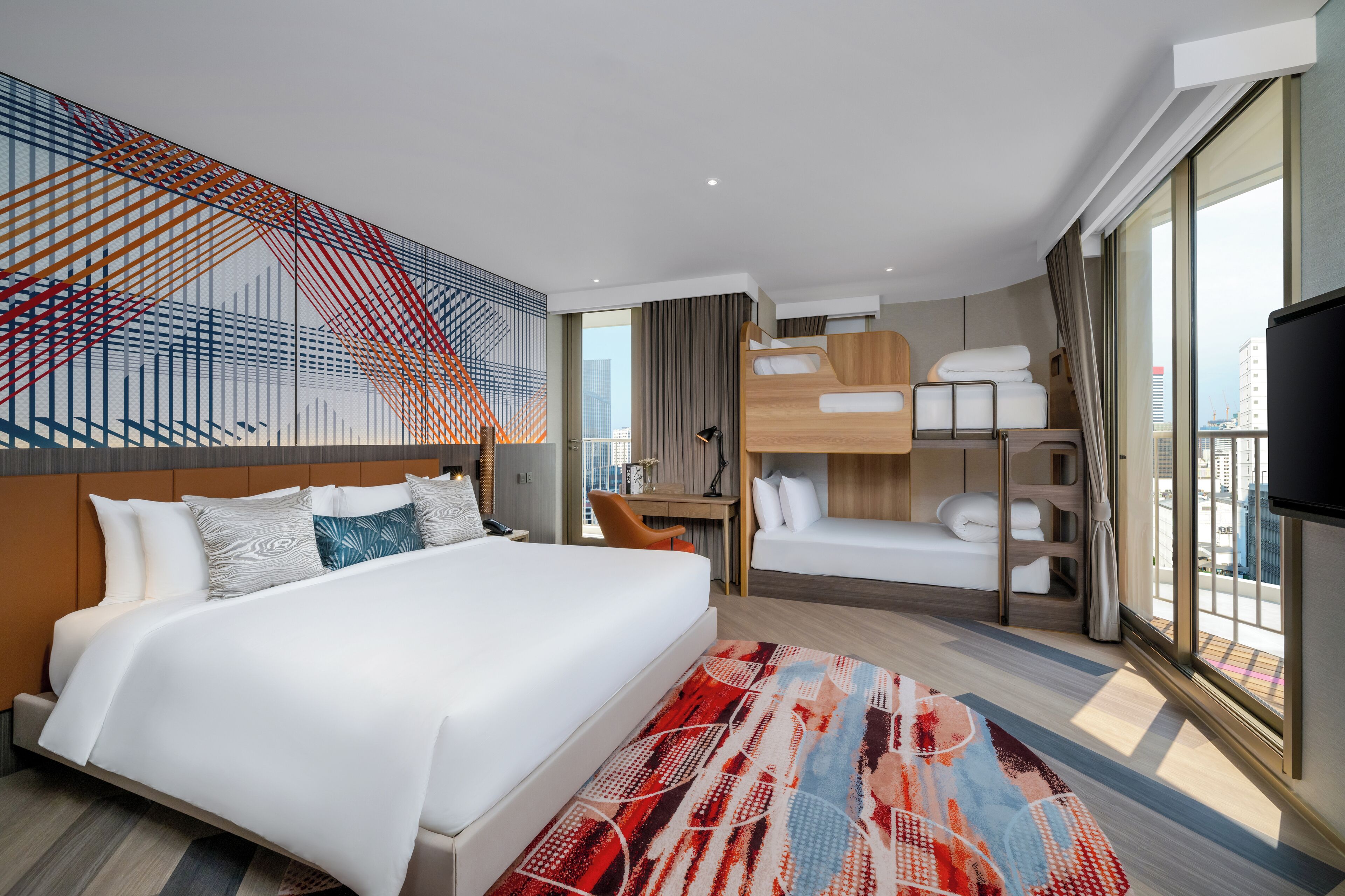 Chambre Familiale, plusieurs lits, balcon