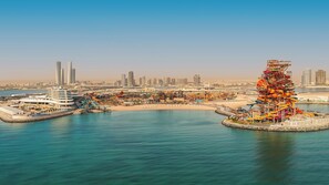 Enjoy water park fun and stunning city views from this resort's prime waterfront location.