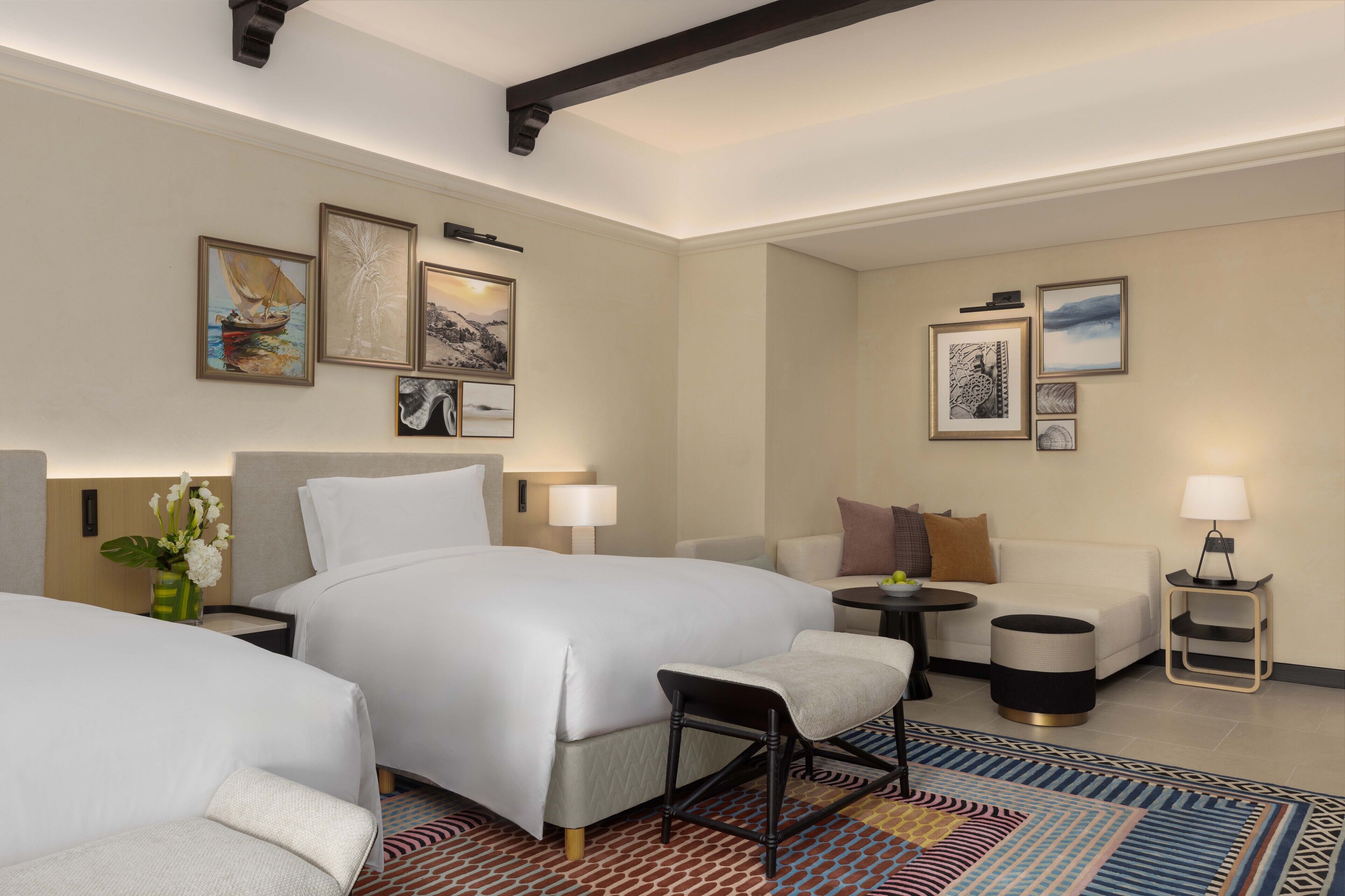 Premium bedding, down comforters, memory foam beds, minibar