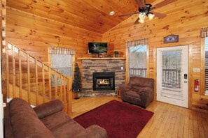 TV, fireplace