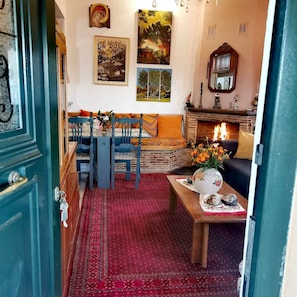 apartman, 1 hálószobával, terasz, kilátással az óceánra | Nappali