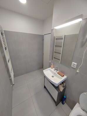 Haartrockner, Handtücher, Seife, Toilettenpapier