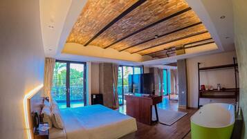 Suite Presidencial Tradicional con vista al río y terraza (1 cama king) | Safe på rommet, lydisolert og sengetøy