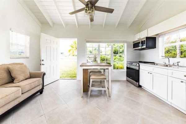Bright, open floor plan - oven, microwave, coffee, kettle, toaster and a view!